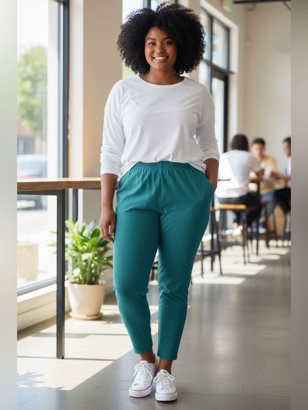 Dark teal cotton pants size 1X